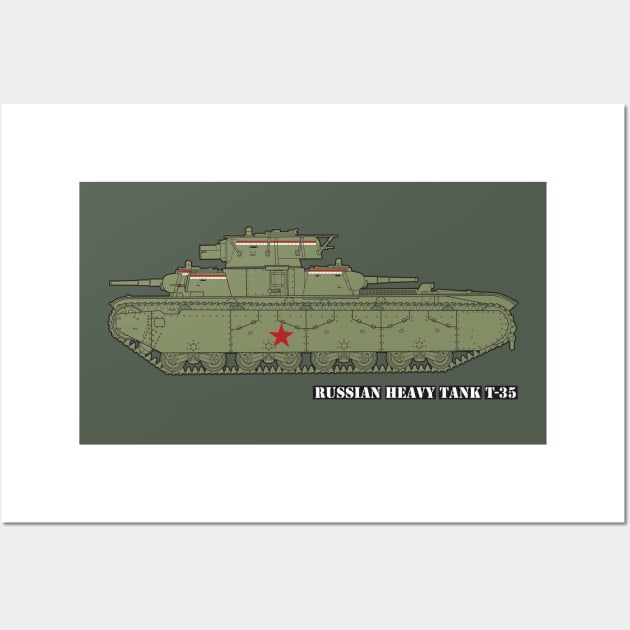 The symbol of Soviet pre-war tank building is the T-35 tank Wall Art by FAawRay